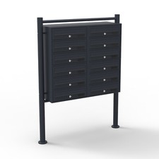 12er Briefkastenanlage Schwarz 2x6 Fächer Standbriefkasten Postfach Briefkasten