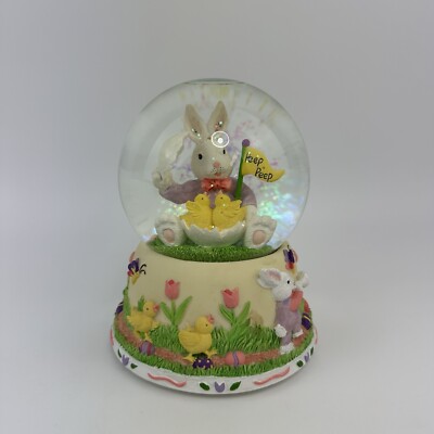 San Francisco Music Box Water globe Here Comes Peter Cottontail Easter W Box VTG