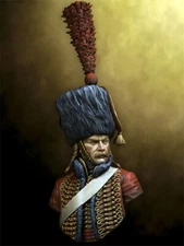 1/10 Scale Napoleonic Hussar Bust Resin Model Kit - Historical Military Figurine
