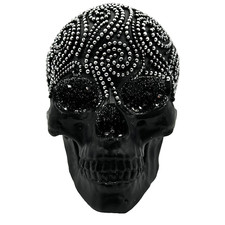 Black Gothic Studded Jeweled Large Skull Halloween Table Centerpiece Decor