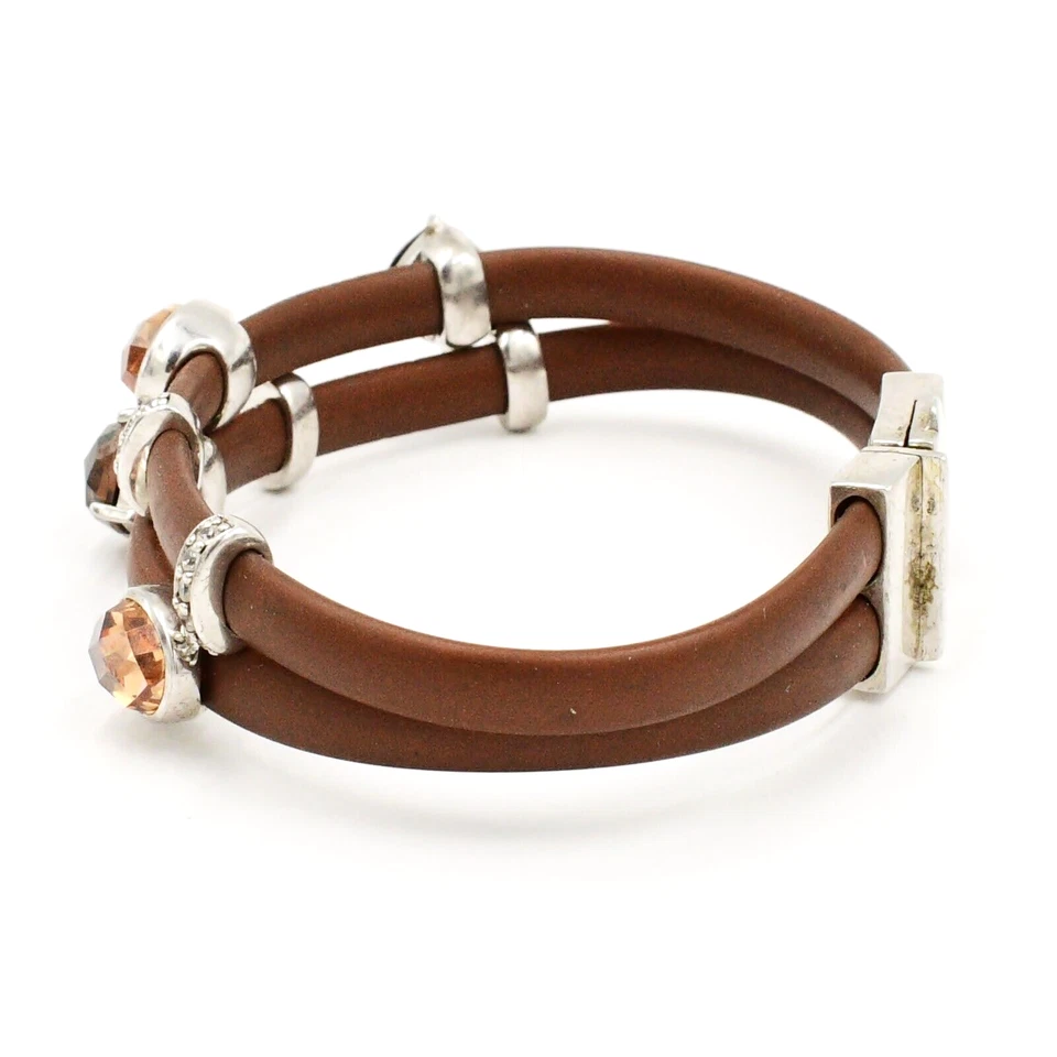 Sterling Silver 925 & Venezia Rubber Designer Belle Etoile CZ Bracelet 6 3/4" - Image 3 of 4