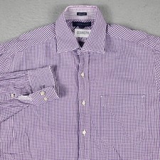Tommy Hilfiger Shirt Mens 15.5 Purple Check Dress Button Up Long Sleeve 