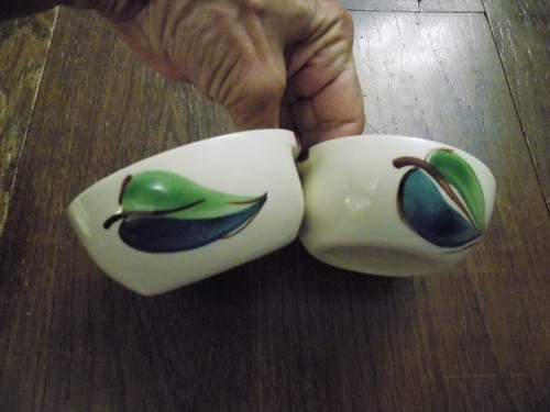 Vtg Lot set 4 Purinton Slip Ware Relish Serving round Oval Bowls Apple Leaf MCM - Picture 7 of 13