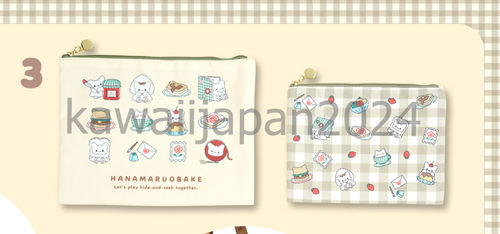 Sanrio Hanamaruobake Marumaru Flat Pouch Set Plush Mascot Always together - Picture 9 of 9