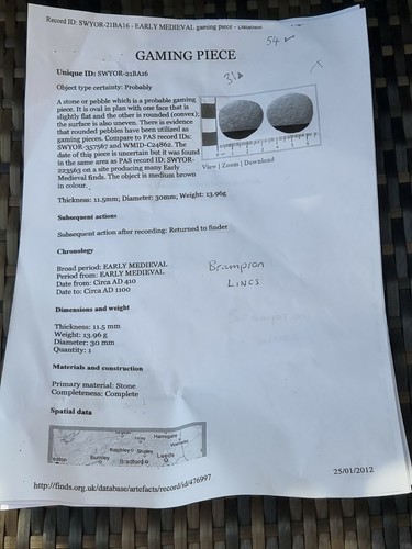 Medieval stone gaming piece one of 25 rare hoard A must!! read description LA44c