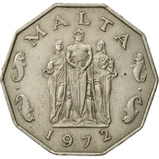 [#543803] Coin, Malta, 50 Cents, 1972, British Royal Mint, EF(40-45), Copper-nic