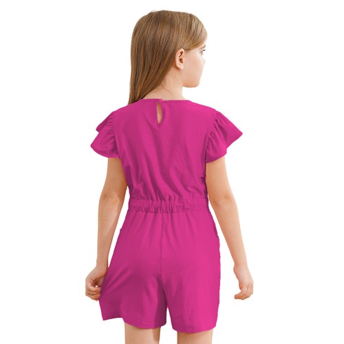Kids Girls Rompers Preppy Clothes Jumpsuits Flutter Overalls Sports Playsuit - Picture 51 of 77