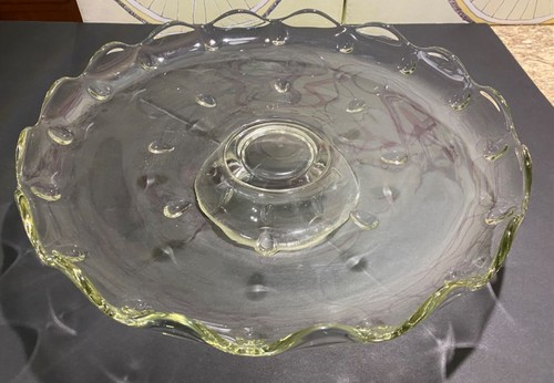 Indiana Glass Cake Plate Pastry Stand 13” Tear Drop Low Footed Fluted Edge READ - Picture 16 of 16