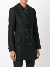 Never Worn Auth Burberry Navy Blue Wool Peacoat Check Lining Size Uk 8 Us 6 $3k