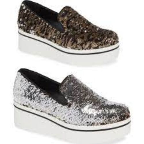 STELLA McCARTNEY METALLIC BINX FLIP SEQUIN PLATFORM SNEAKERS 38 / 8 - Picture 2 of 11