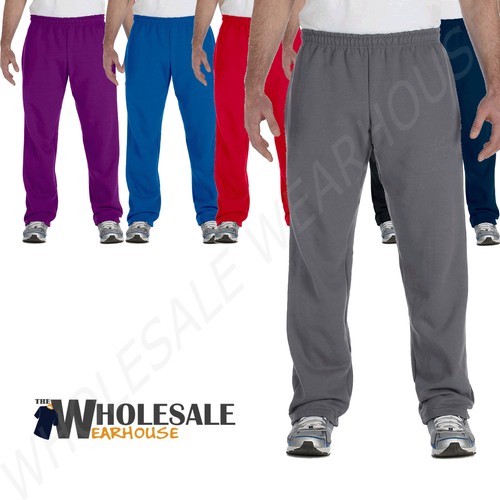 Gildan Mens Sweatpants Open Bottom 