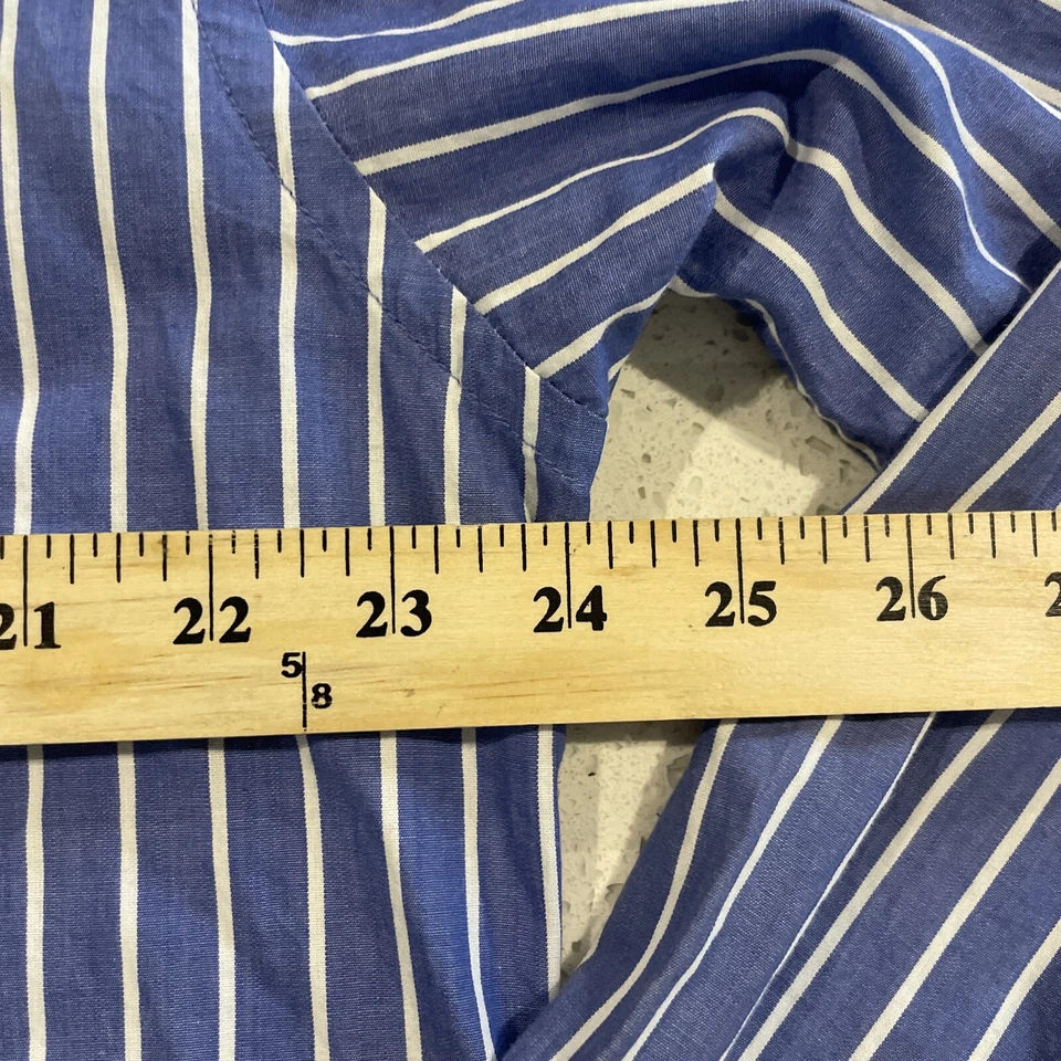 Camisa para hombre ROAR puño francés azul con rayas blancas L/S popelina cuello extendido COMO NUEVA Foto 3 de 4