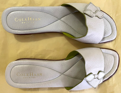 COLE HAAN - Sandalias/Mulas de cuero sin cordones - Blanco avena - Tacón bajo - Talla 8,5 - Imagen 2 de 7