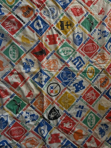 Trapuntino bambino logo squadra NFL 62x72 lancio coperta ragazzo anni 70 80 vintage - Foto 24 di 24