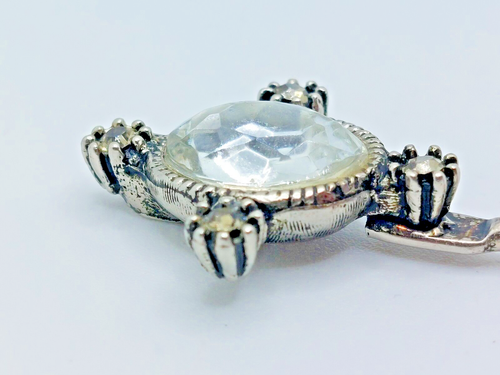 Vtg. Gerald YOSCA Hair Stick Pin Silver Lg.Oval Faceted Crystal W. Round Accents - Picture 3 of 9