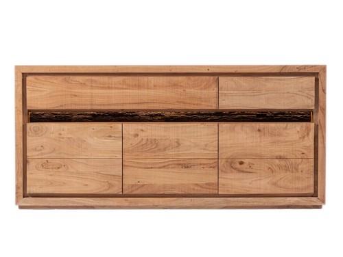 Sideboard Kommode Schrank rustikal BATTURO II Akazie Massivholz Holzrinde 2SK 3T - Bild 3 von 4
