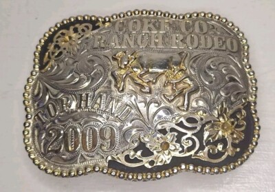 Coke Co. Ranch Rodeo Top Hand 2009 Belt Buckle Award Lone Star Silversmith