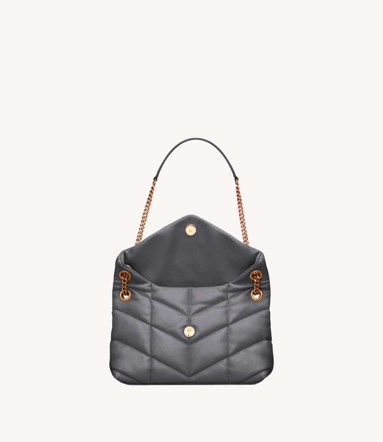 YSL MONOGRAM LOULOU PUFFER SMALL CHAIN BAG IN QUILTED STORM GRAY LAMBSKIN EUC! image 4