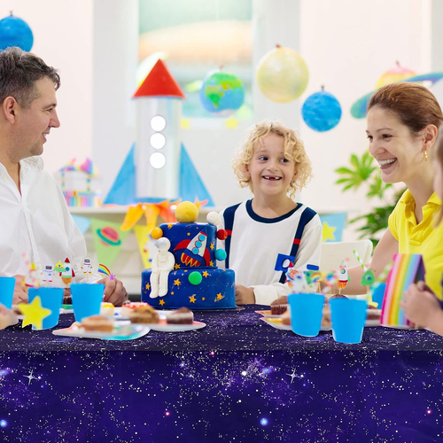 Space Tablecloth Purple Nebula Galaxy Plastic Table Cover Space Star Rectangle T - Picture 5 of 12