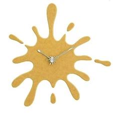 Stephanie Imports Modern Minimalist Yellow Ink Splash Silent Wall Clock (19.5...