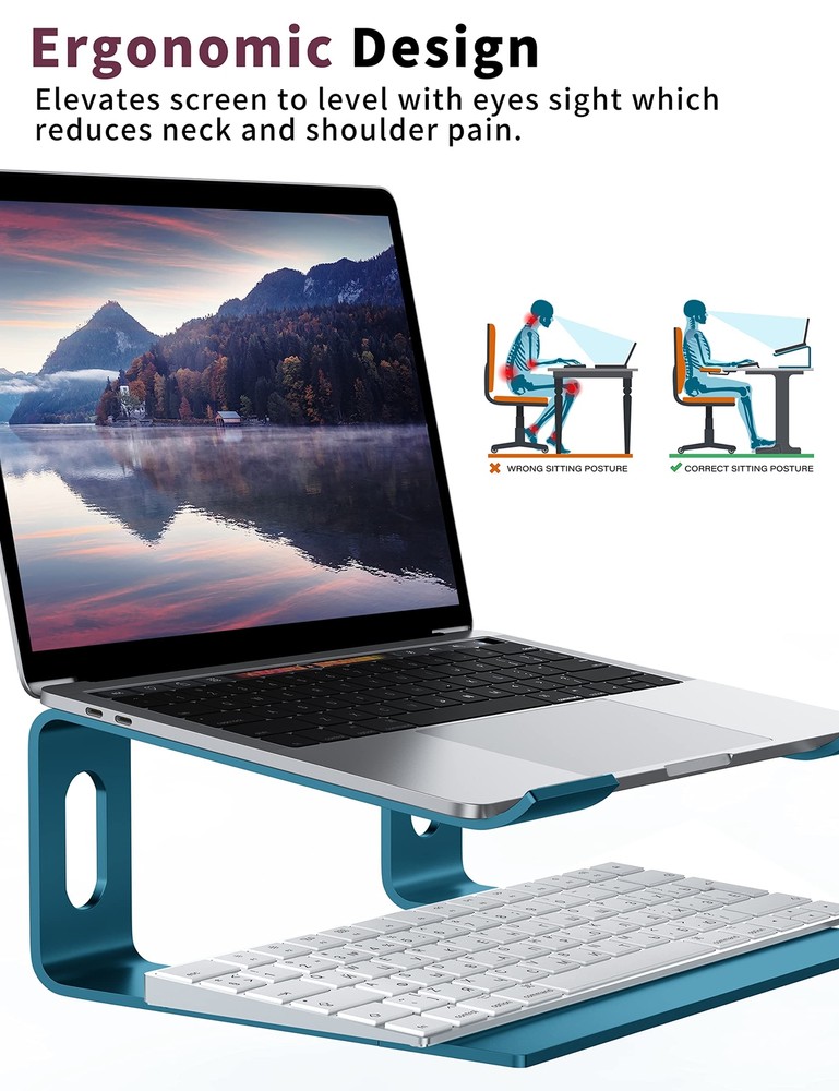 Aluminum Laptop Stand for Desk Ergonomic Adjustable Notebook Riser Holder Detachable Computer Stand  