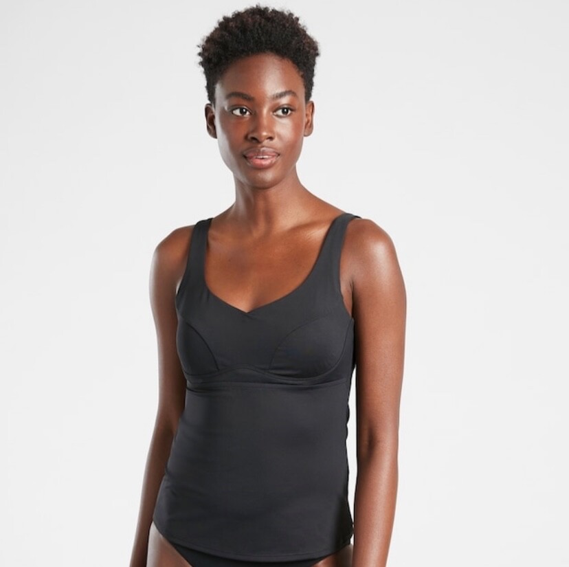 ATHLETA Bondi Bra Cup Tankini Top 38D 38DD Black Support Swim Suit