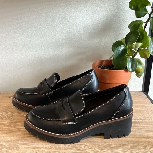 NWOT Blondo Daina Black Chunky Heel Waterproof Platform Penny Loafers, 8.5 - 第 5/10 張圖片
