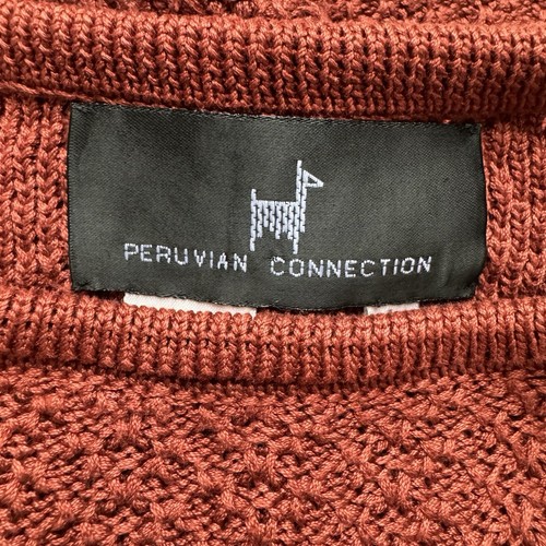 Maglione Peruvian Connection taglia L rosso ruggine Pima cotone maglia grossa maniche lunghe - Foto 9 di 10