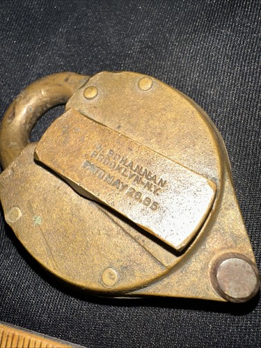 Antique Bohannon Brass Padlock No Key. Brooklyn N.Y. Patent May 26, 1865 - Picture 3 of 9