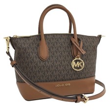 Michael Kors 2Way Shoulder Bag Tote Mk Signature Pvc Coating Brown 35S4G4Fs1B