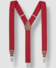 Club Room Mens Red Solid Elastic Stretch Metal Clip-On End Suspenders