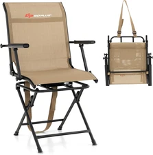 Goplus Hunting Chair, 360° Swivel Folding Hunting Blind Chair with Carrying Stra