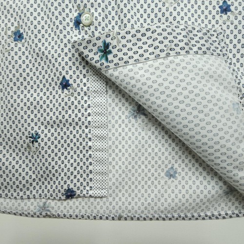 Camisa Ted Baker Para Hombres 7 3XL Blanca Azul Floral Estampado a Lunares Negocios Informal - Imagen 8 de 24