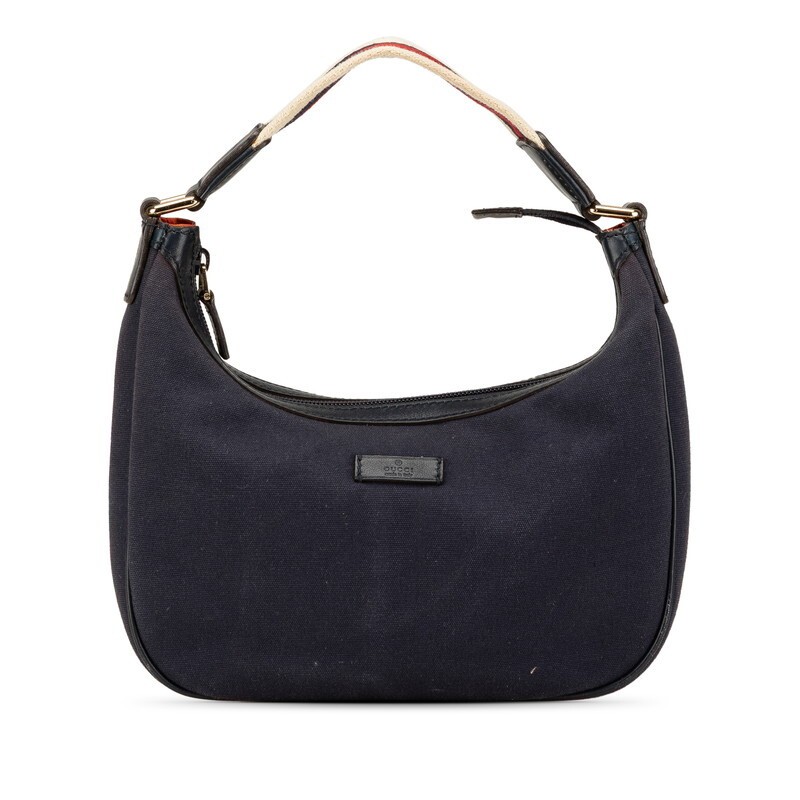 Gucci Sherry Line Navy Canvas Leather Handbag 263757 Preowned Women GUCCI Japan