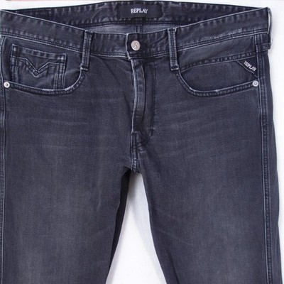 Mens Replay M914 ANBASS Stretch Slim Tapered Grey Jeans W34 L32