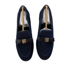 Kate Spade New York Deco Bow Suede Loafer Shoes Navy Blue Womens Size 6B NWB