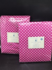 1 pair 2 panels Pottery Barn Kids Dark Pink Polka Dot Blackout Curtains 44"x 84  
