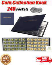 240 COIN COLLECTION ALBUM PENNY MONEY COLLECTING STORAGE BOOK CASE FOLDER HOLDER