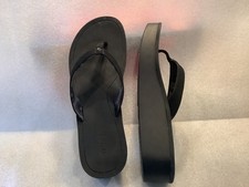 Olukai Pi'o Lua Platform Wedge Flip Flop Sandals Women  s Size 11 Black