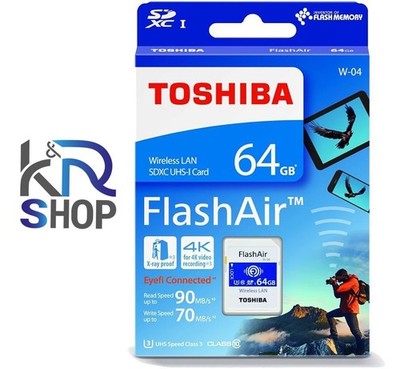 Toshiba 64GB FlashAir W-04 Wireless LAN SD Speicherkarte SDXC UHS-I NEU