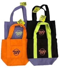 Trader Joe's Mini Halloween Canvas Tote Bag Set Of 4 RARE LIMITED New “IN HAND”