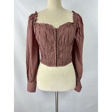 NWOT ASTR Corset Top Long Sleeve Pink Dusty Rose Small Cropped Off Shoulder