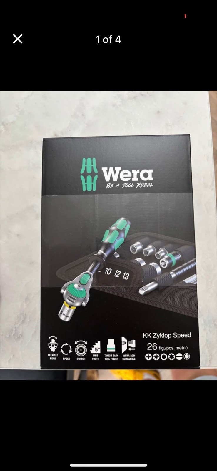 Wera Kraftform Kompakt Zyklop Speed 1/4" Drive Ratchet & Socket Set 26 Pcs