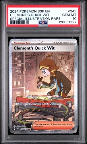 2024 POKEMON SSP EN-SURGING SPARKS #243 CLEMONT'S QUICK WIT PSA 10