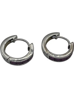 White Gold Ruby Hoop Earrings 3.16g Hallmarked Chic Design (FP155J)