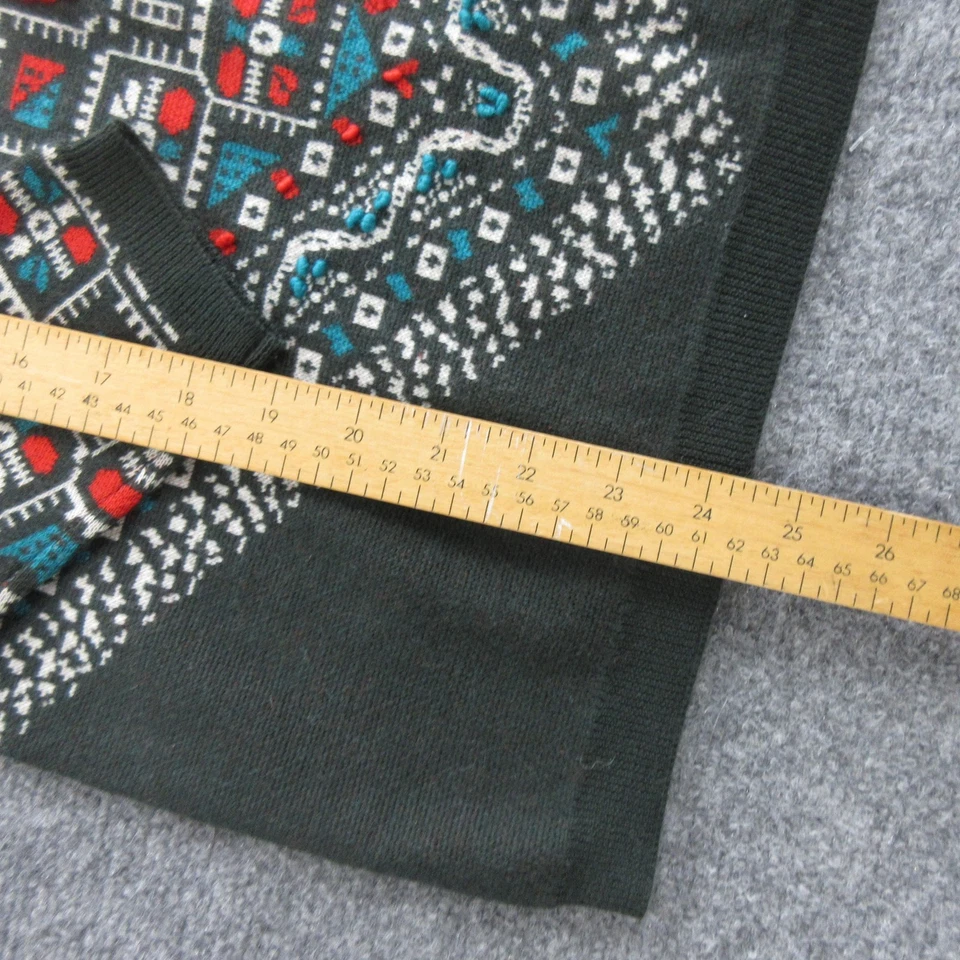 J.Crew Sweater Womens Medium Green Merino Wool Fair Isle Pullover Crewneck Knit - Image 4 of 4