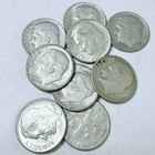 ROOSEVELT SILVER DIMES, LOT OF 10, 90% SILVER CIRCULATED COINFREE SHIPPING #9854
