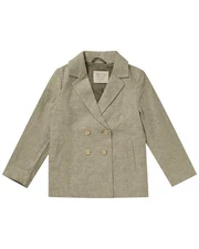 Rylee + Cru Collective Double-Breasted Linen-Blend Blazer