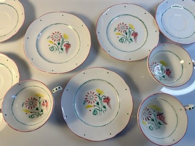 9 Pieces Foley England Cups, Saucers & Plates Hand Painted Whimsy Floral Teacup