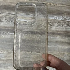 Loopy Case iPhone 14 Pro 6.1” Clear Gold Sparkle LEFTY